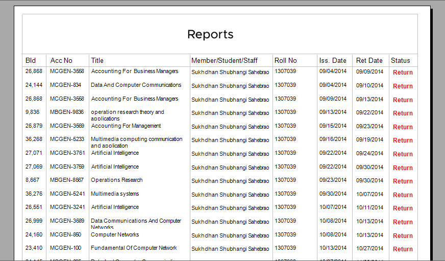 Managing software reports